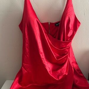 Red Satin Thin Strap Dress SZ15